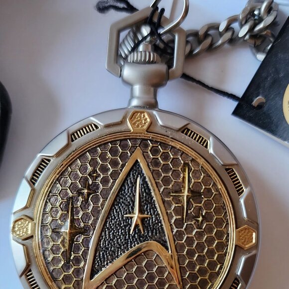 Vintage 2000 - Star Trek USS Enterprise Pocket Watch w/22k Details. New w/o box - Picture 8 of 15